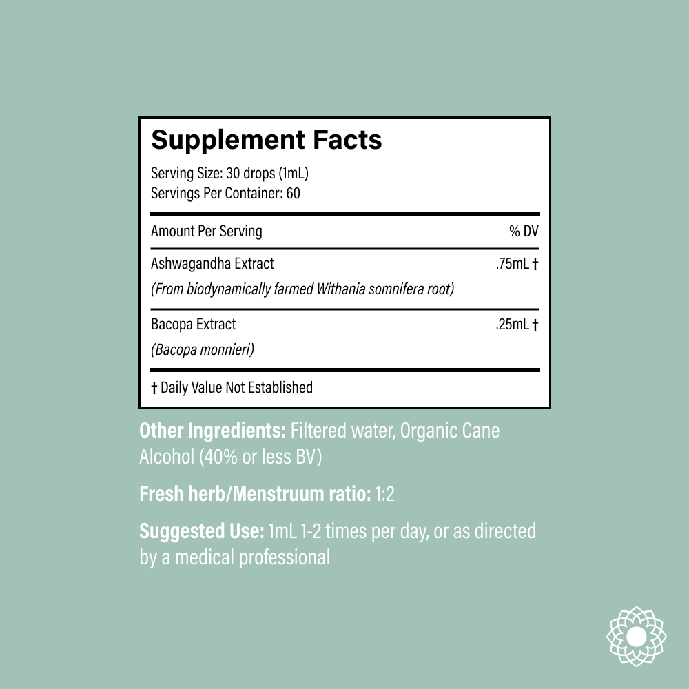 Ashwagandha Bacopa - Spagyric Tincture: 2oz