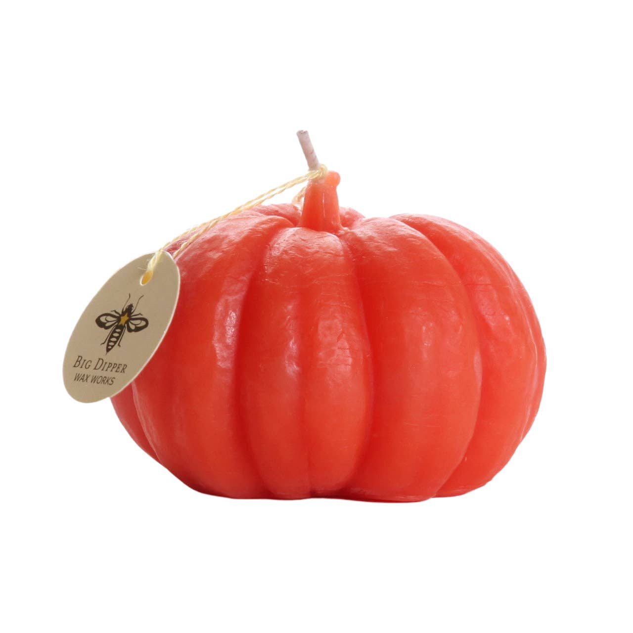 Medium Orange Pumpkin Candles: Beeswax (3" x 3.25")