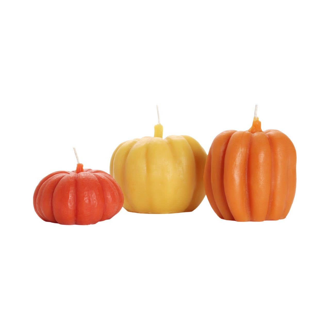 Medium Orange Pumpkin Candles: Beeswax (3" x 3.25")