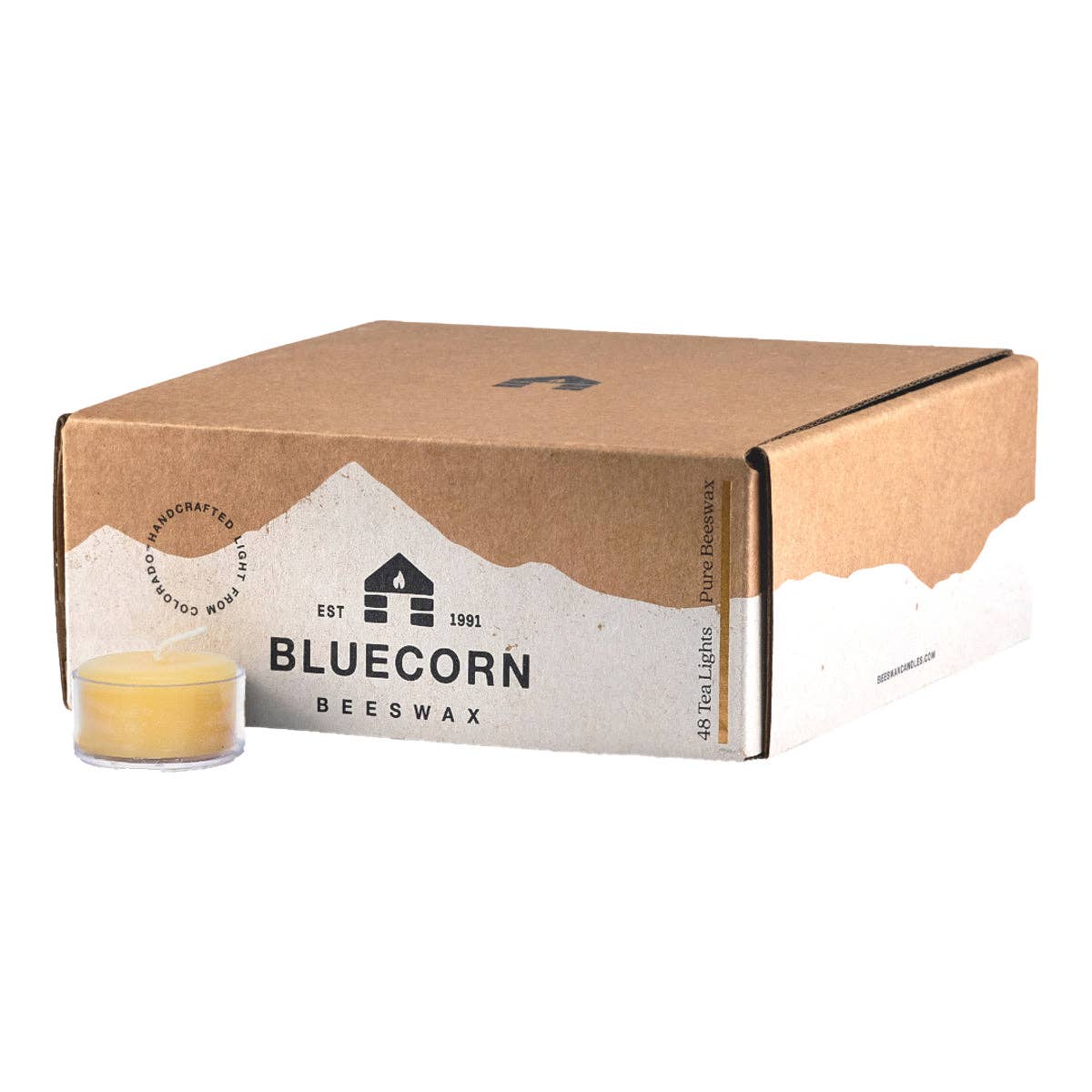 Tea Light Candles: 100% Pure Natural Beeswax: Raw / Metal Cup / individual