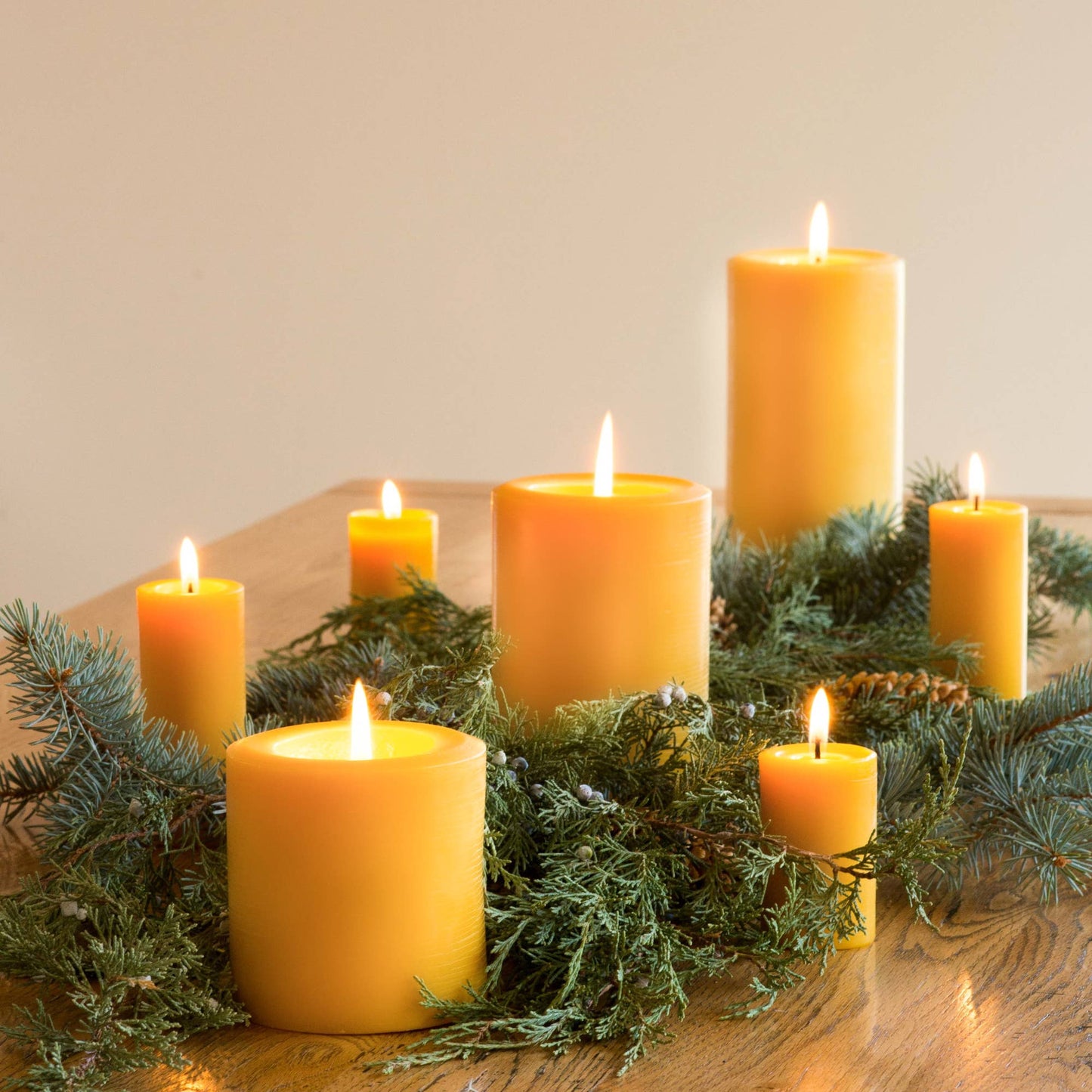 Apricot 100% Pure Natural Beeswax Pillar Candles: 3" x 6"