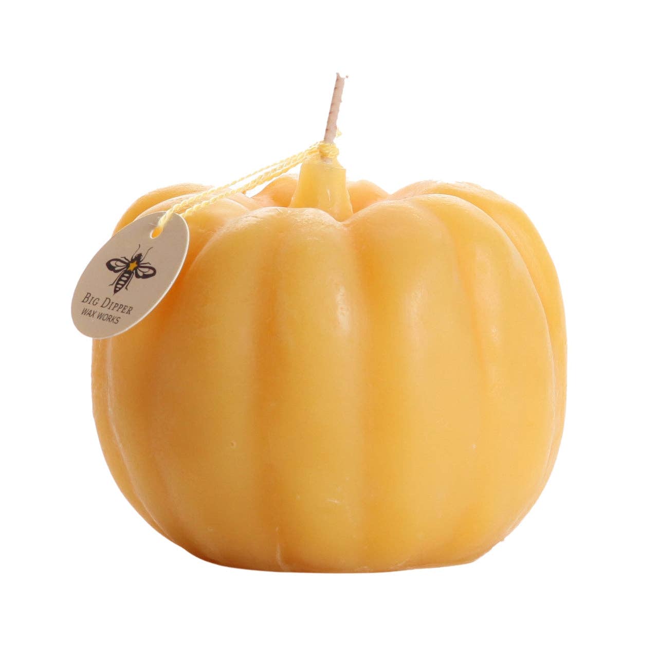 Medium Orange Pumpkin Candles: Beeswax (3" x 3.25")