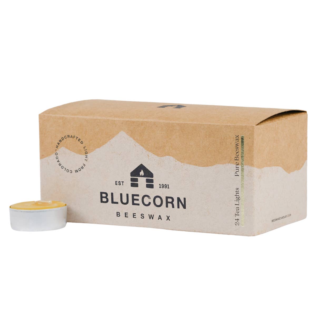 Tea Light Candles: 100% Pure Natural Beeswax: Raw / Metal Cup / individual