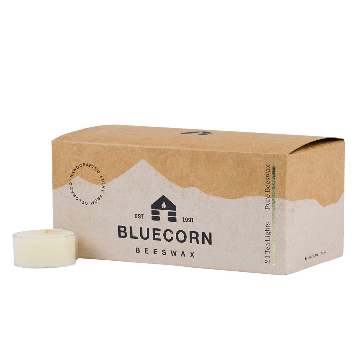 Tea Light Candles: 100% Pure Natural Beeswax: Raw / Metal Cup / individual