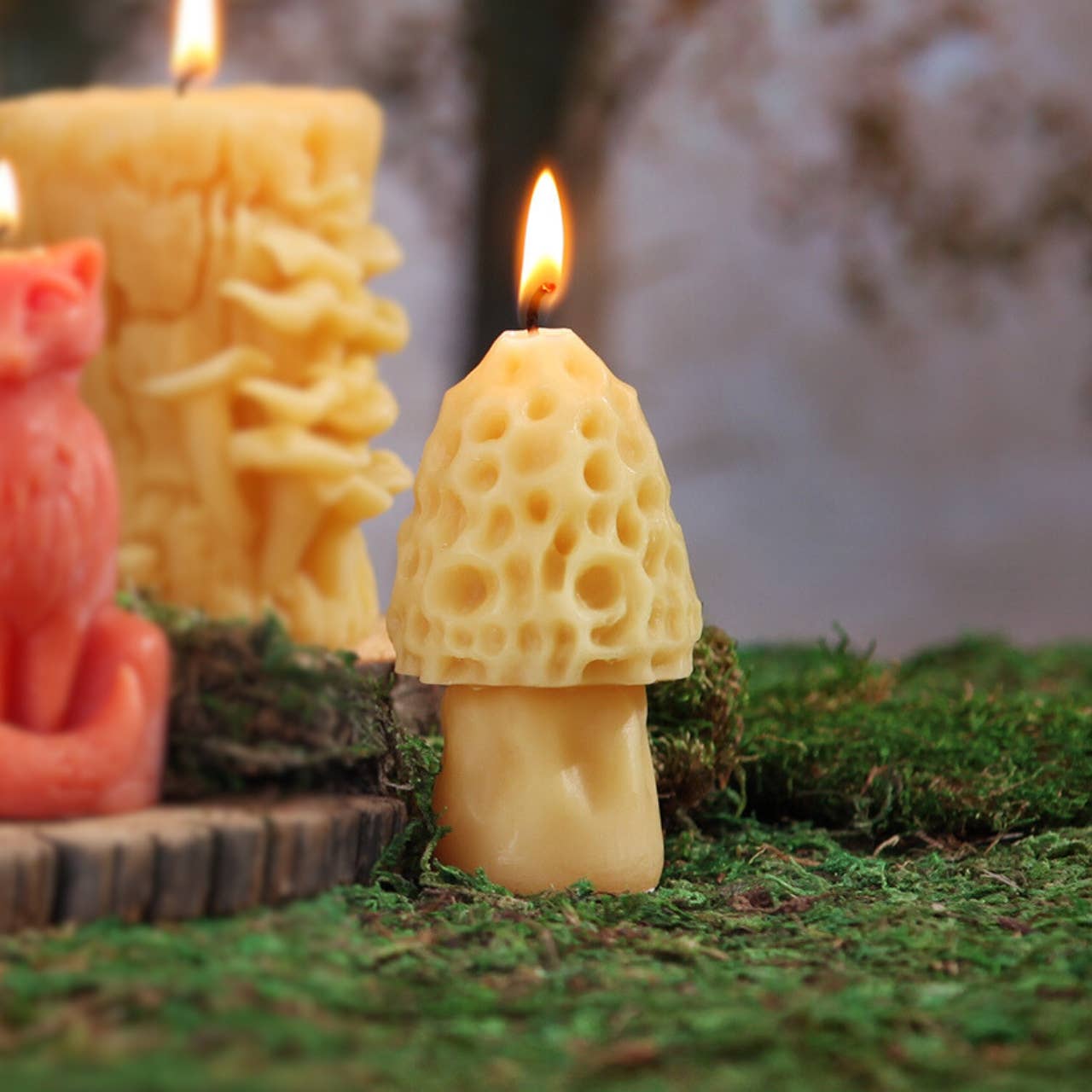 Amanita Mushroom Beeswax Candle