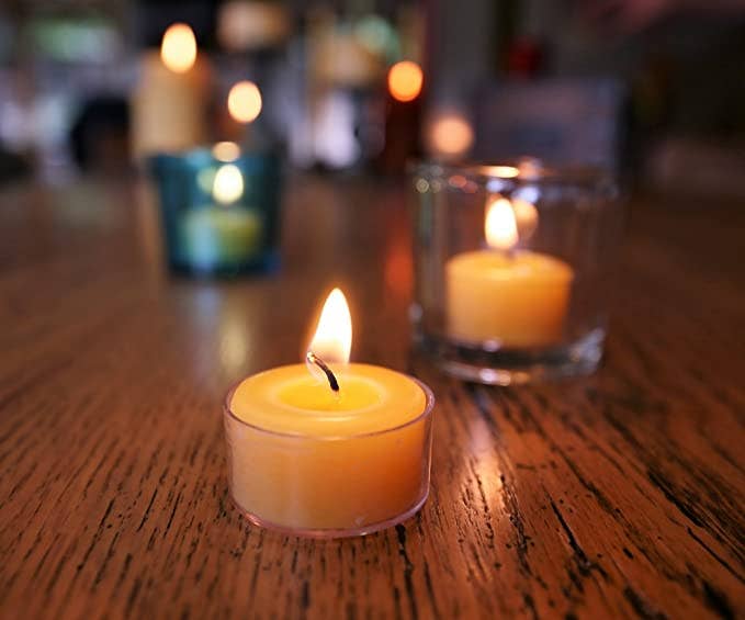 Tea Light Candles: 100% Pure Natural Beeswax: Raw / Metal Cup / individual