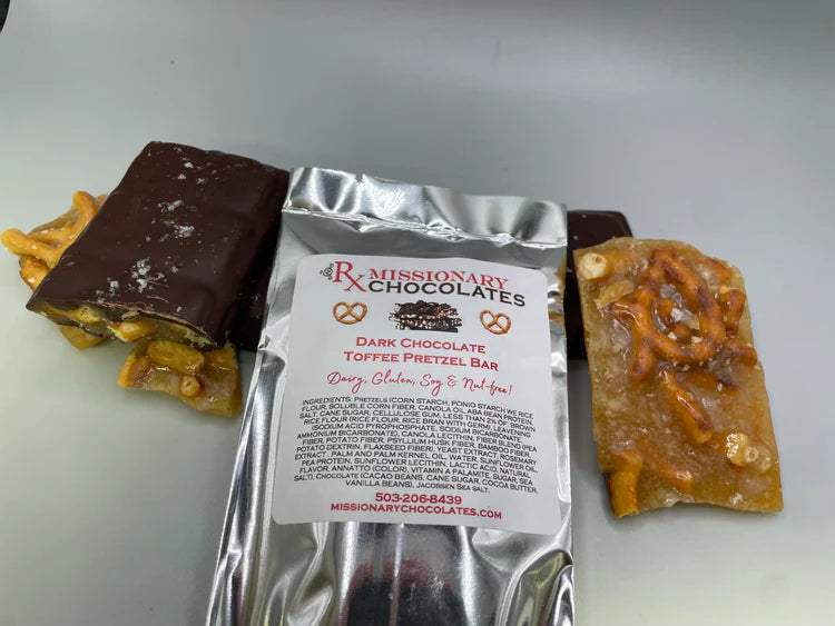 Dark Chocolate Toffee Pretzel Bar