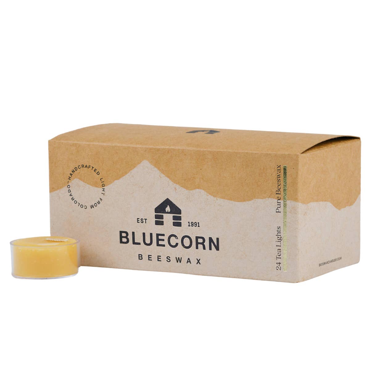 Tea Light Candles: 100% Pure Natural Beeswax: Raw / Metal Cup / individual