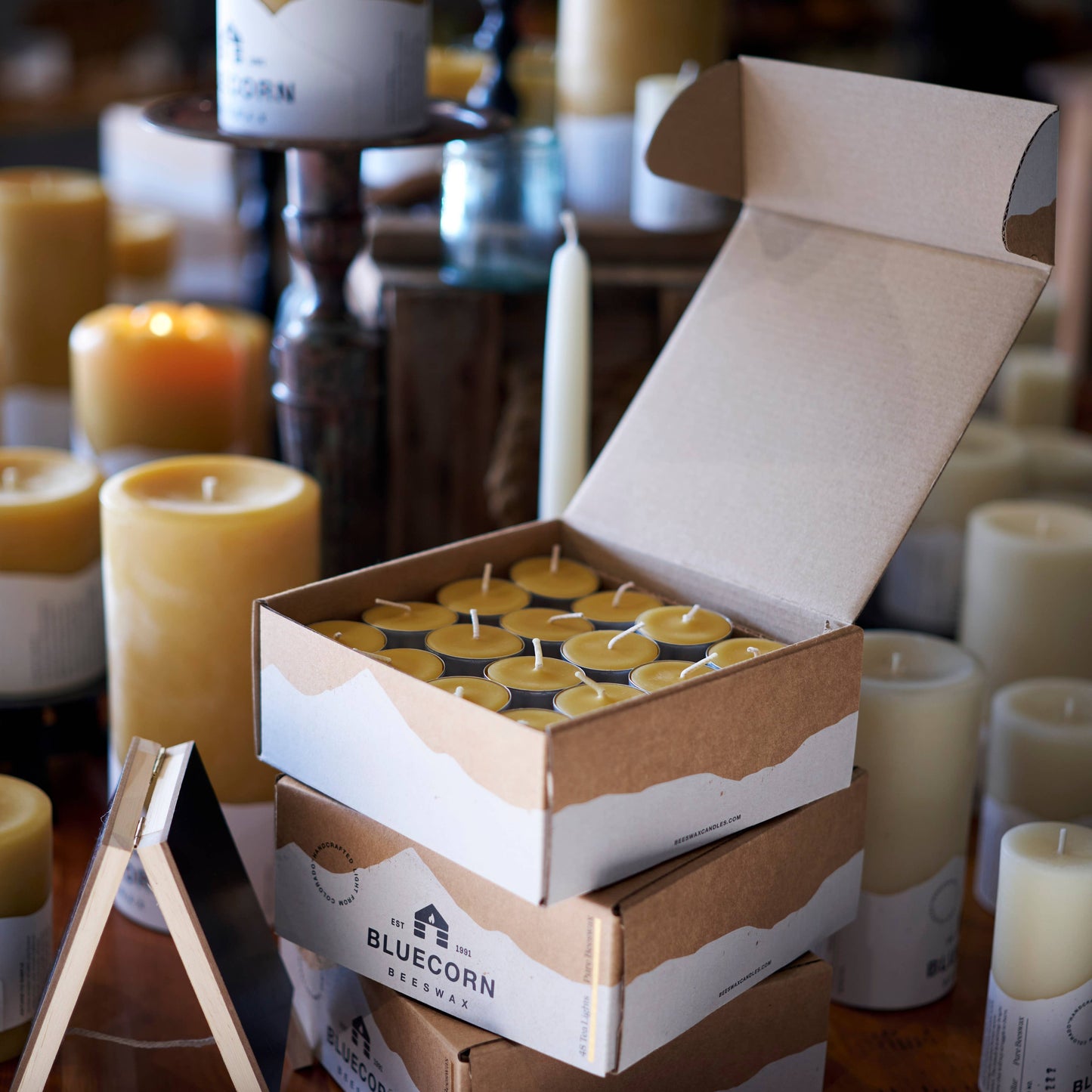 Tea Light Candles: 100% Pure Natural Beeswax: Raw / Metal Cup / individual