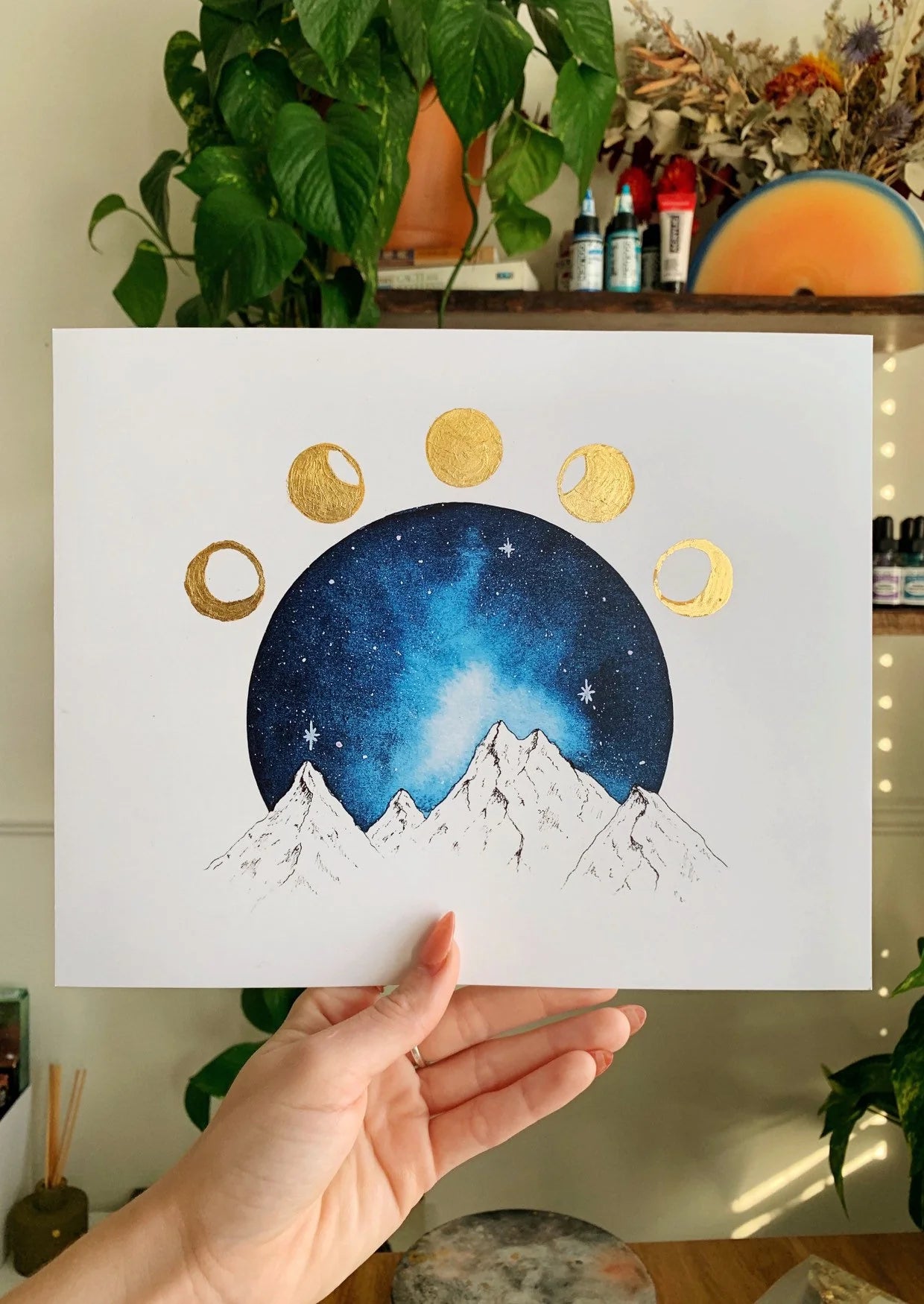 Lunar Phases w/mountain Print 8x10