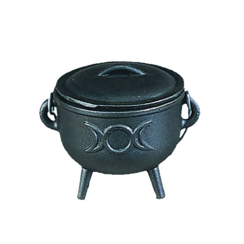Triple Moon Medium Cast Iron Cauldron with Lid 4.5"