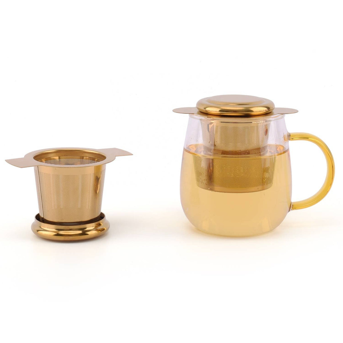Silver Mesh Tea Infuser- Basket W/ Lid: Silver