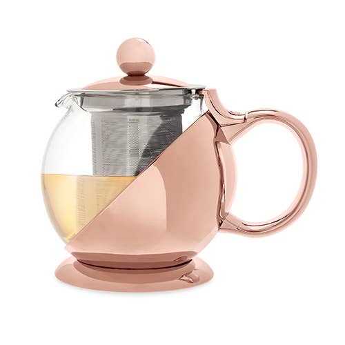 Shelby™ Glass & Rose Gold Wrapped Teapot w/ Infuser - 24oz