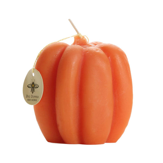 Medium Orange Pumpkin Candles: Beeswax (3" x 3.25")