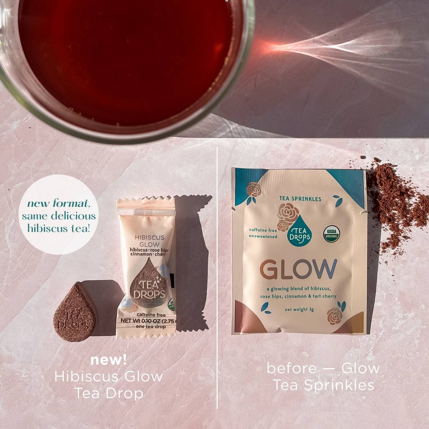 Hibiscus Glow Tea Drops Cylinder Unsweetened
