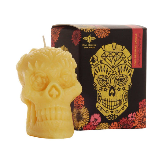 Beeswax Sugar Skull Candle