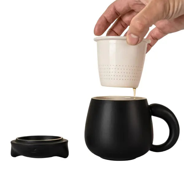 Black Kitten Mug with Infuser and Lid - 13 fl.oz.