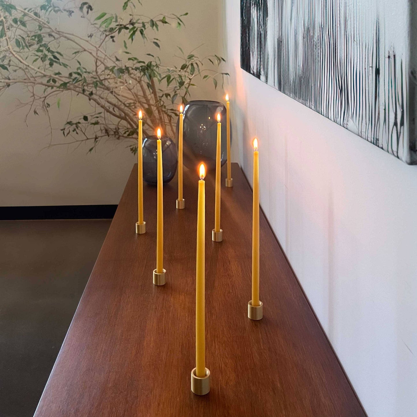 Blue: Thin Beeswax Taper Candles