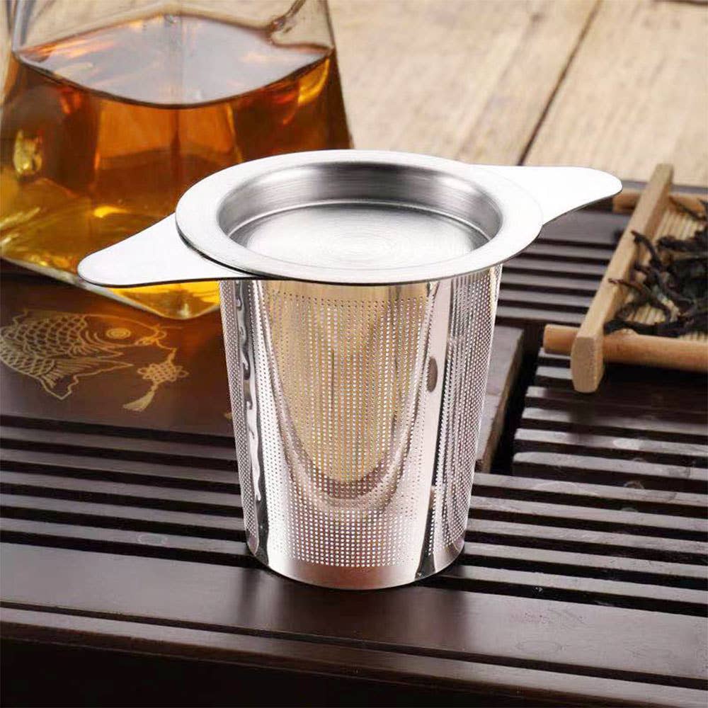 Silver Mesh Tea Infuser- Basket W/ Lid: Silver