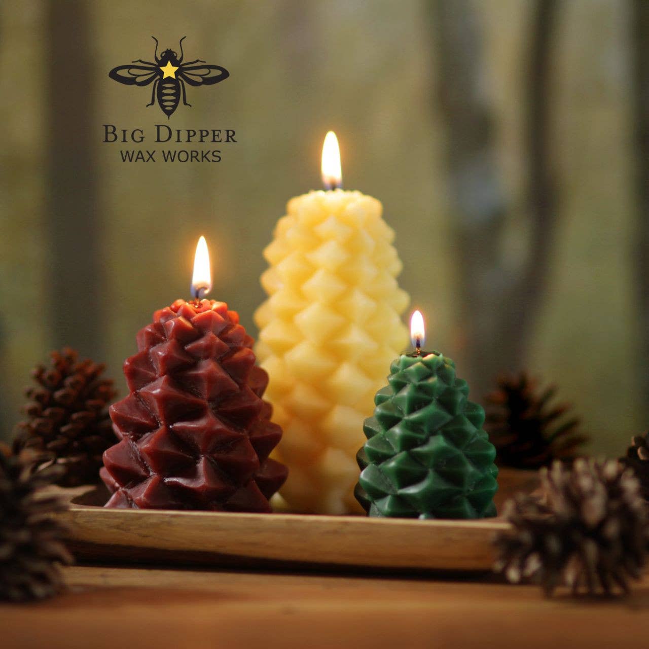 Small Pinecone Beeswax Candles