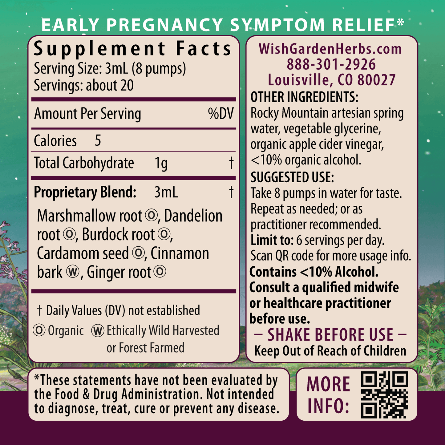 Morning Sickness Nausea Relief Tincture 2oz pump