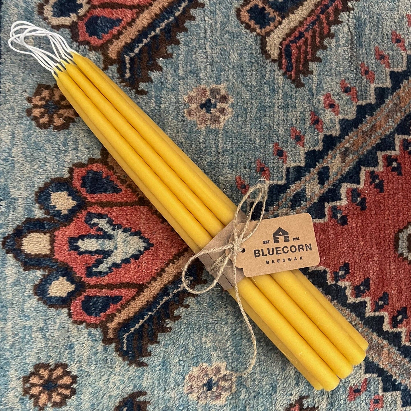 Blue: Thin Beeswax Taper Candles