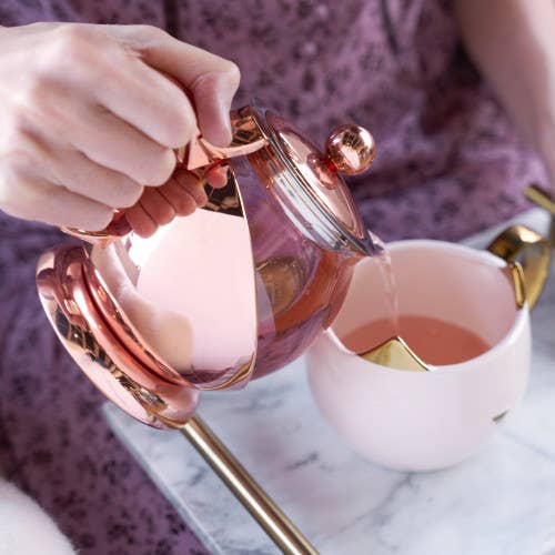 Shelby™ Glass & Rose Gold Wrapped Teapot w/ Infuser - 24oz