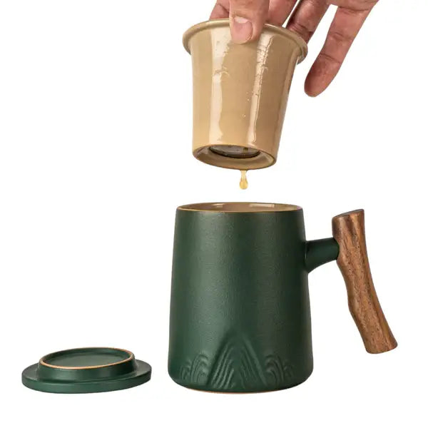 Green Mug with Infuser and Lid - 12 fl.oz.