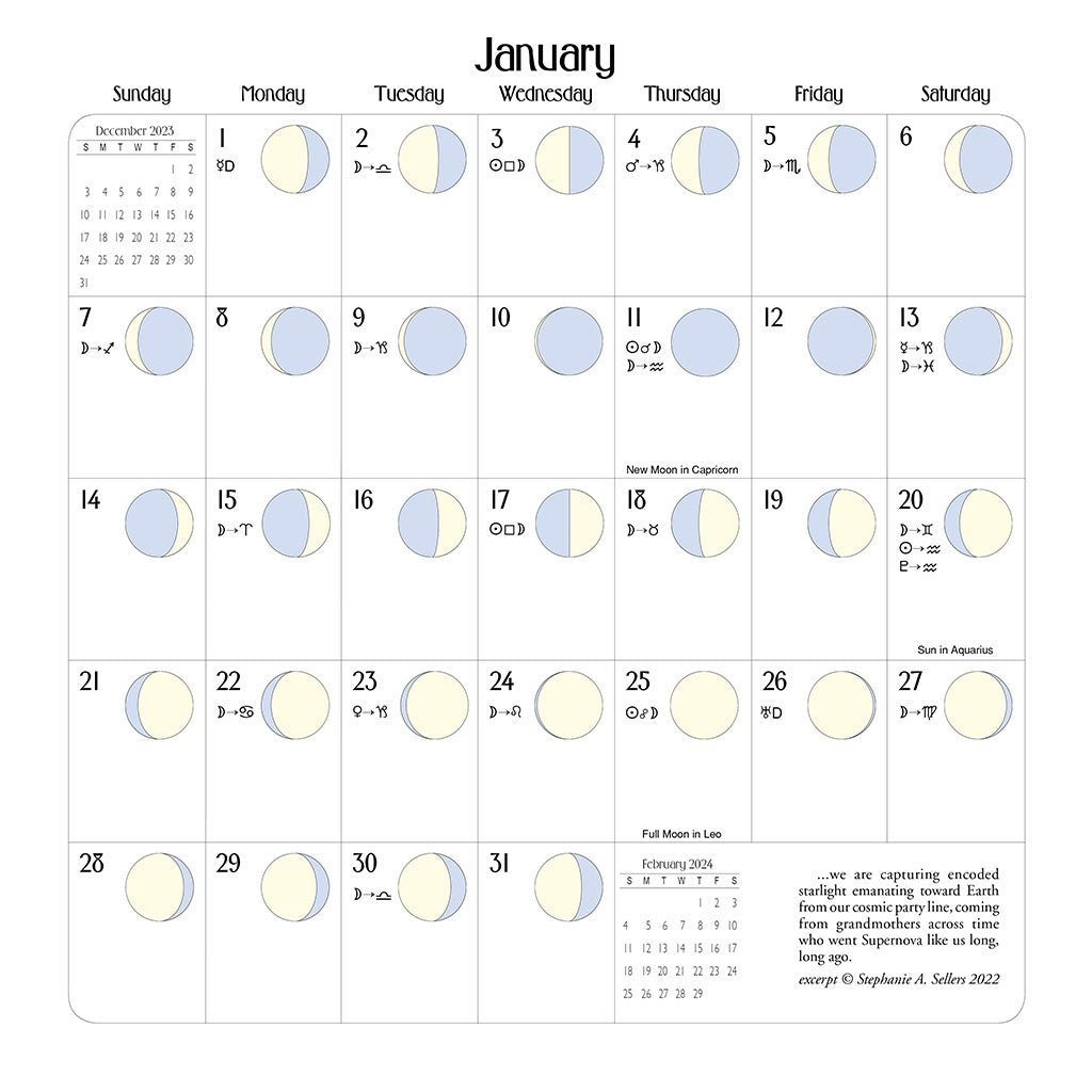 We'Moon Wall Calendar| Astrological Moon Phase Calendar