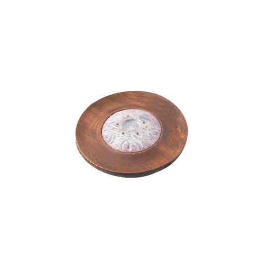 Wood and Stone Incense and Cone Holder 4"