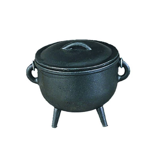 Plain Medium Cast Iron Cauldron with Lid 4.5 inch