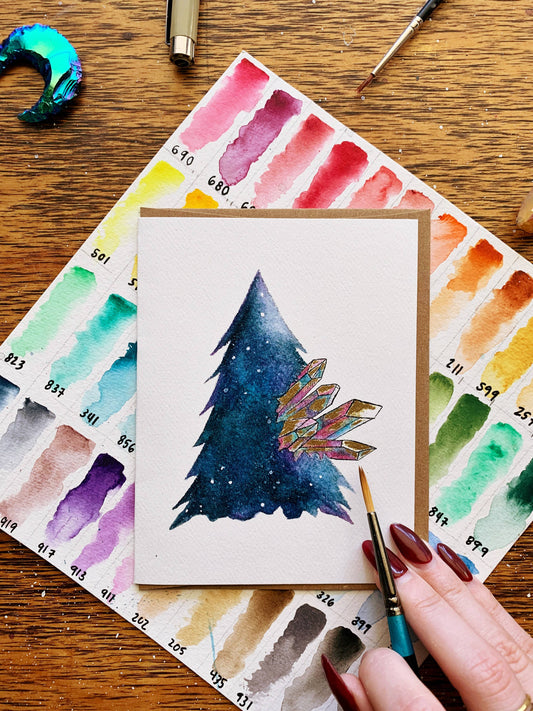 Crystalized Christmas Tree Greeting Card