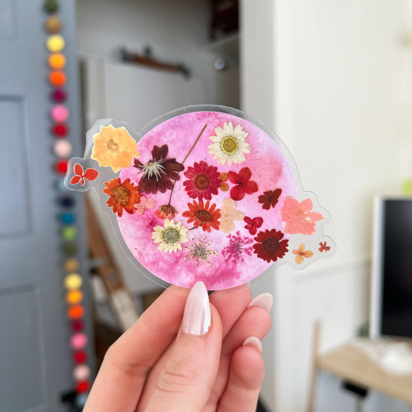Transparent Pressed Flowers & Moon Sticker